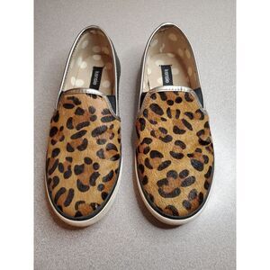 Kensie Shoes Womens Sz 8 M Leopard Print Loafers Slip On‎ Silver Black Trim